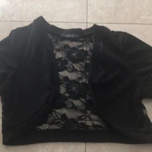 Black, lace back shrug